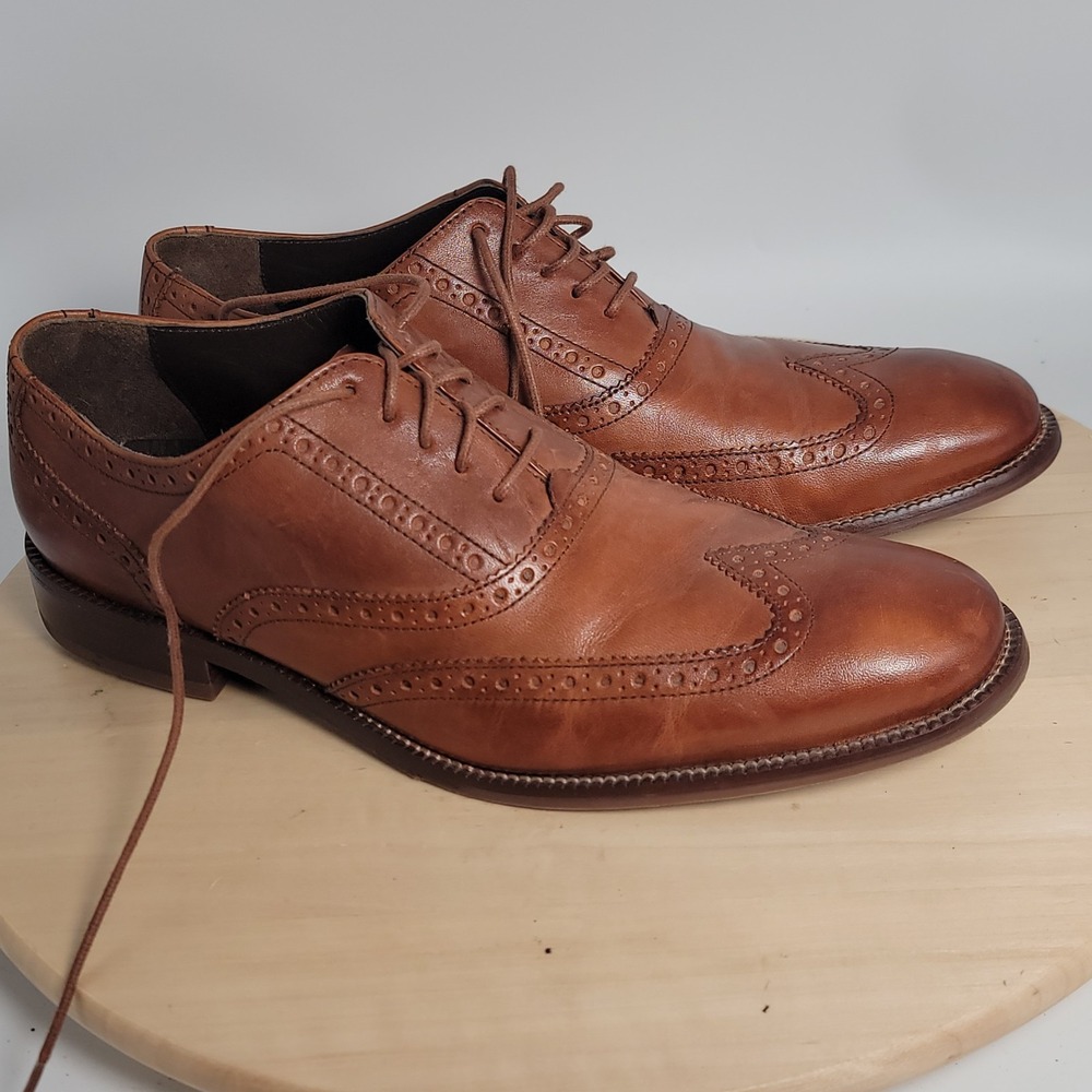 Cole Haan Mens C12210 British Tan Leather Williams Wingtip Oxford Shoe Size 8.5M
